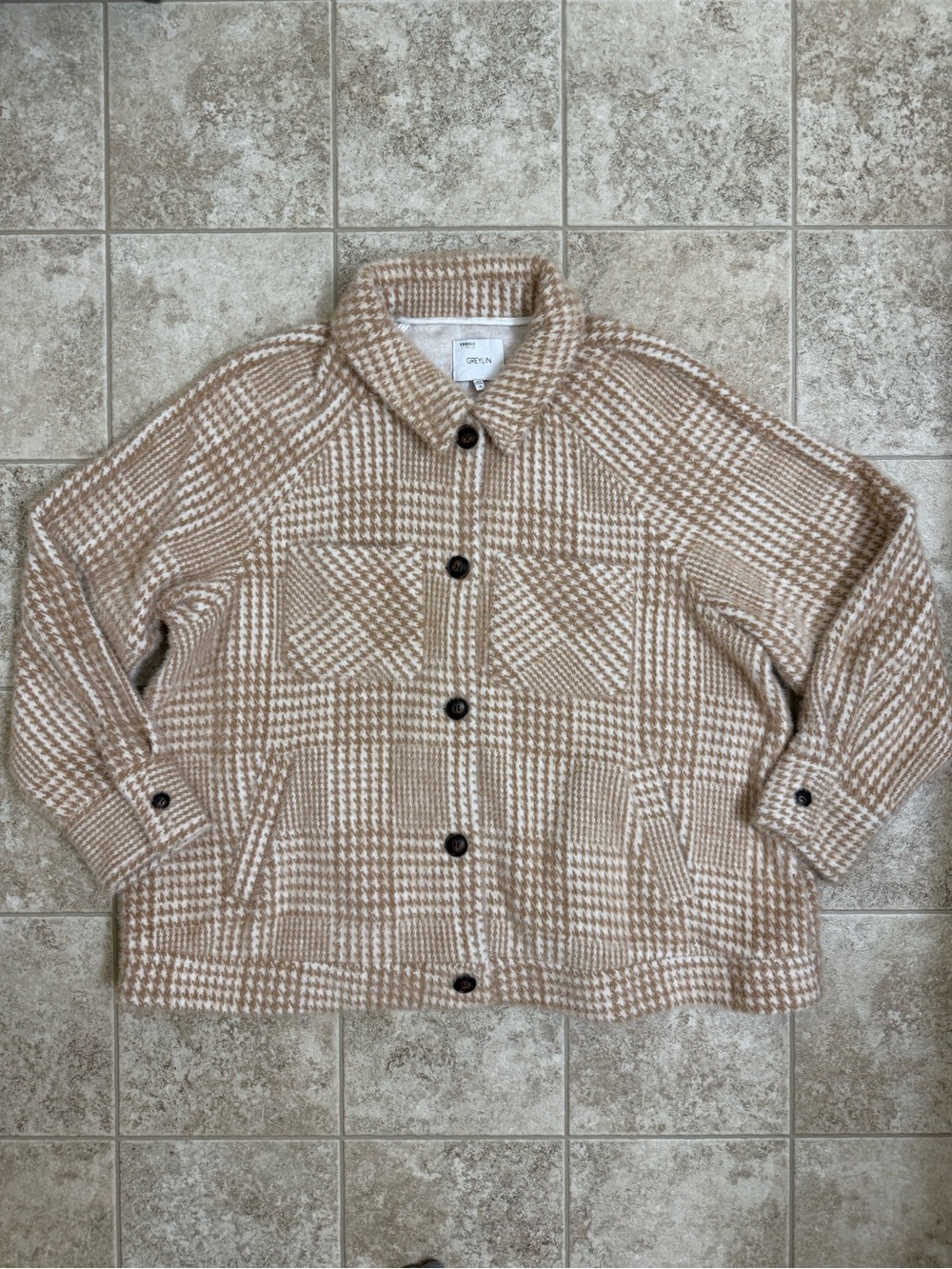 Anthropologie Greylin Houndstooth Shirt Jacket